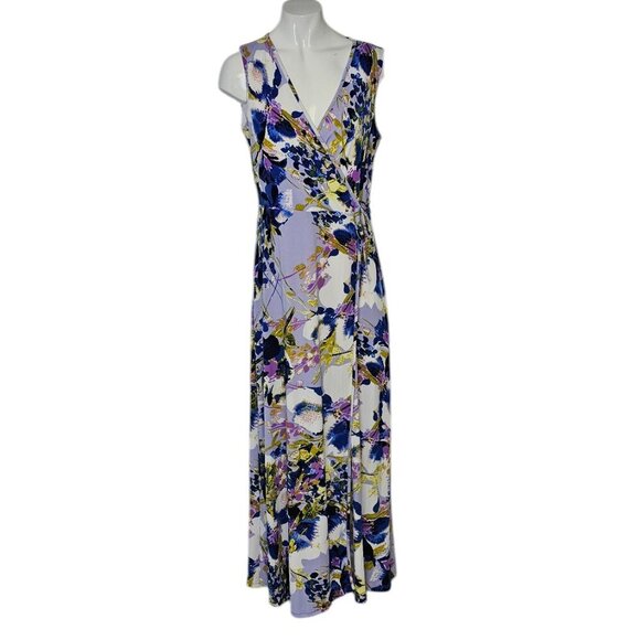Nina Leonard Faux Wrap Dress, V-Neck, Floral, Wedding Guest, Vacation, Size S - Picture 1 of 7